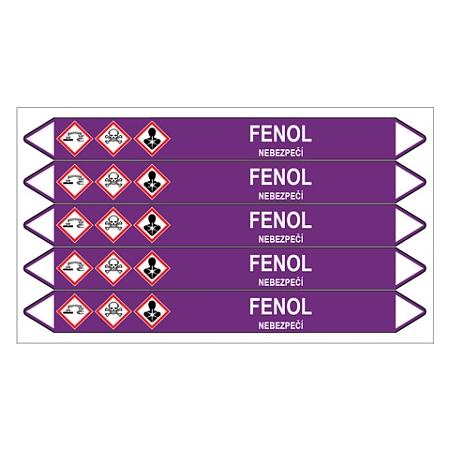 Značení potrubí, fenol,5 ks, 150 × 12 mm